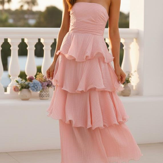 La Vire - Midar | Trägerloses Gestuftes Sommerkleid