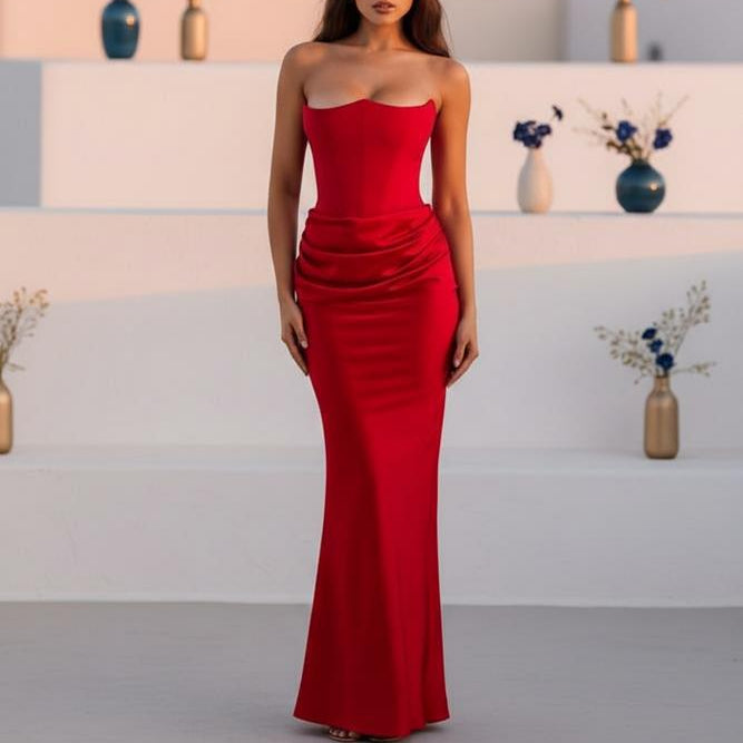 La Vire - Vilor | Trägerloses Drapiertes Abendkleid
