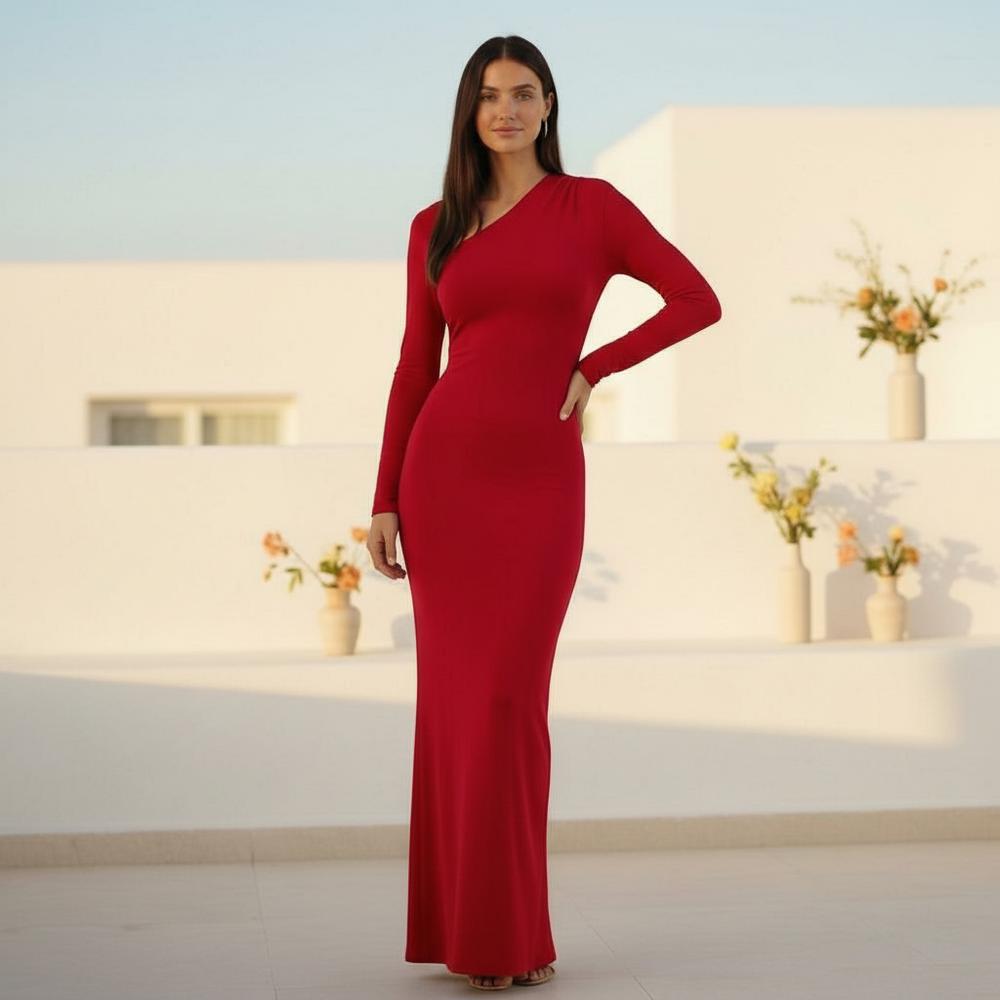 La Vire - Loven | Langärmliges Figurbetontes Maxikleid