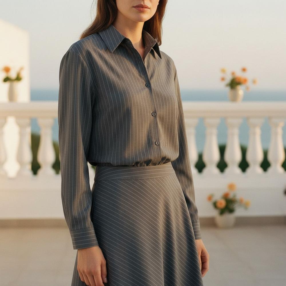 Eypolly - Vemel | Striped Long-Sleeved Shirt Dress Women
