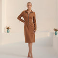 Eypolly - Yotal | Zip-Front Sueded Midi Dress Women