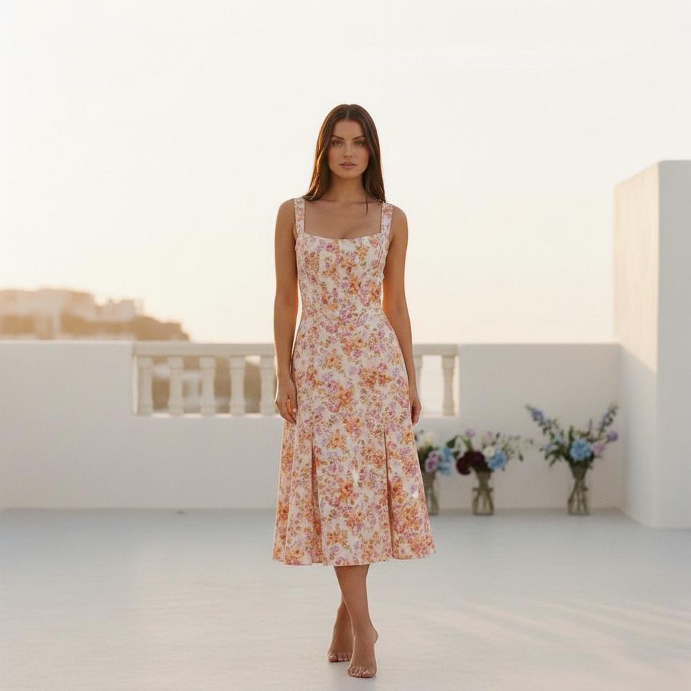 La Vire - Sevin | Ärmelloses Wadenlanges A-Linien-Kleid