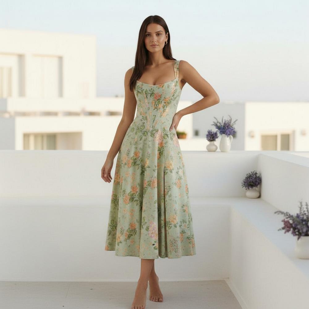 La Vire - Sevin | Ärmelloses Wadenlanges A-Linien-Kleid